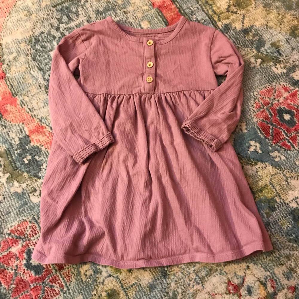 Purple Long Sleeve Dress with Buttons